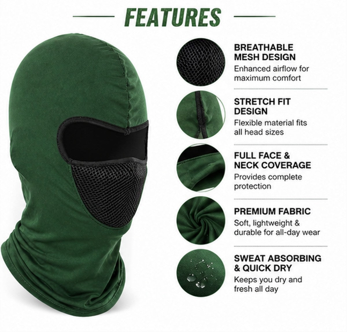 Full Face Mask UV Protection Ski Sun Hood Balaclava for Men Women