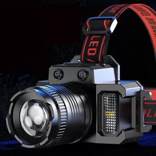 Rechargeable LED Headlamp with 5 Light Modes, Adjustable & Waterproof