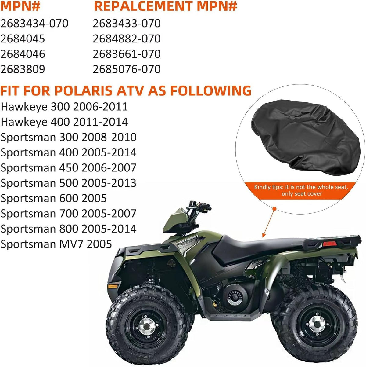 Leather ATV Seat Cover for Polaris Sportsman Models - Waterproof & Custom Fit