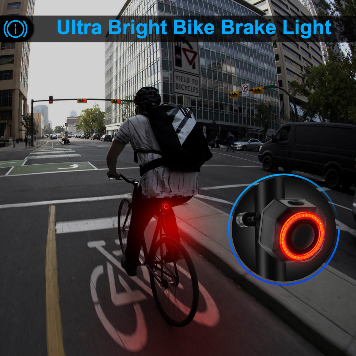 Wireless Waterproof Bike Alarm with Remote & Taillight USB Charging - 115dB