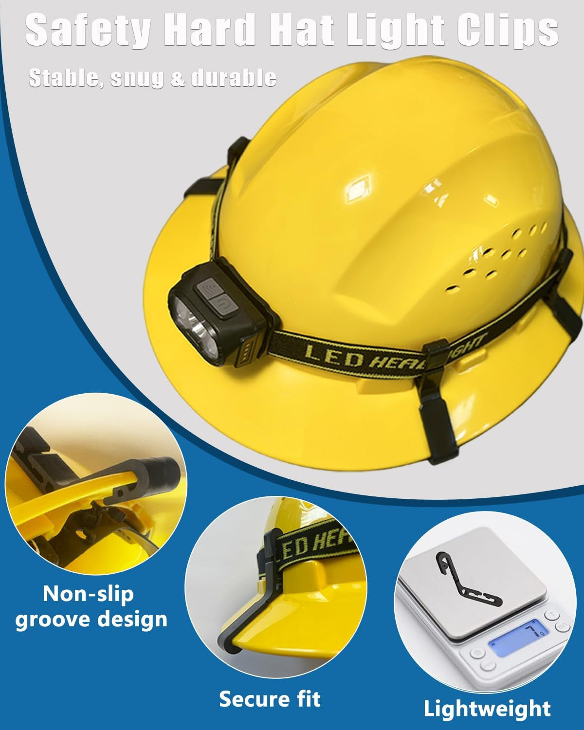 Universal Hard Hat Light Clips for Headlamp - Heavy-Duty Safety Gear Accessories
