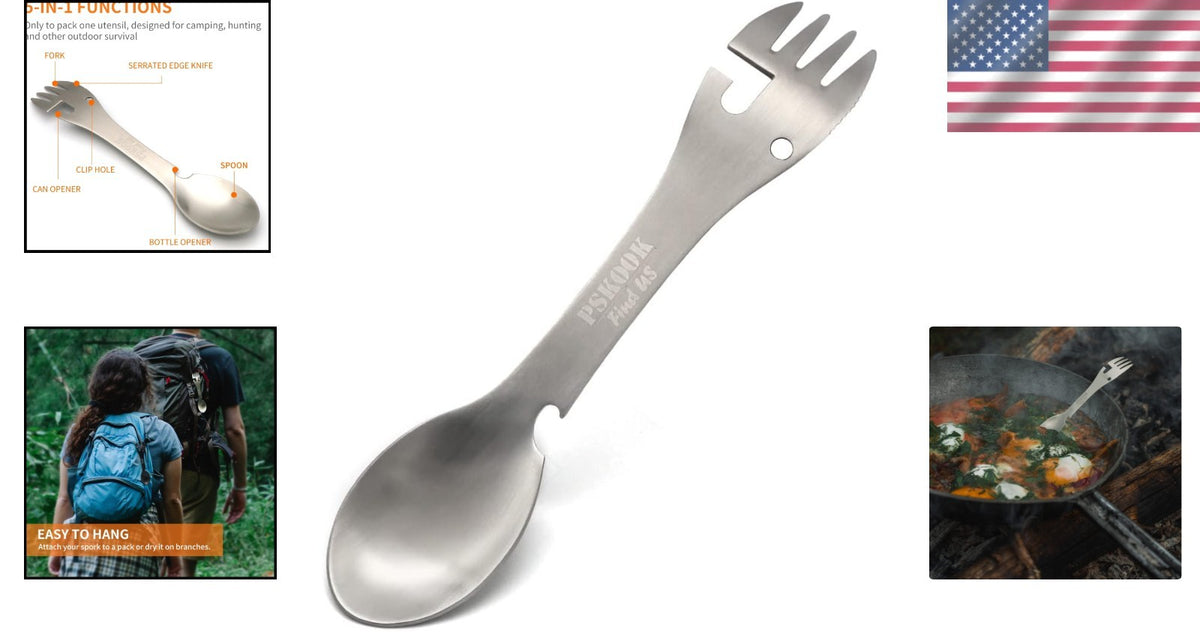 Camping Spork 5-in-1 Stainless Steel Utensil Multi-Tool Lightweight