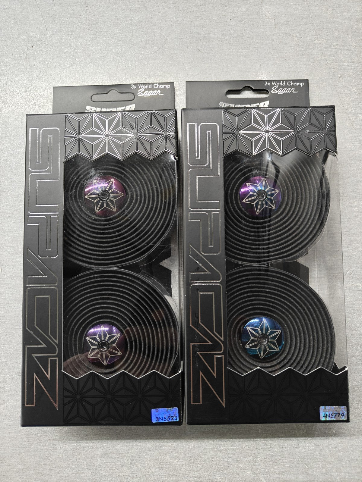 2-Pack Bicycle Handlebar Tape - Supacaz Super Sticky Kush Star Fade Oil Slick with Anodized Plugs