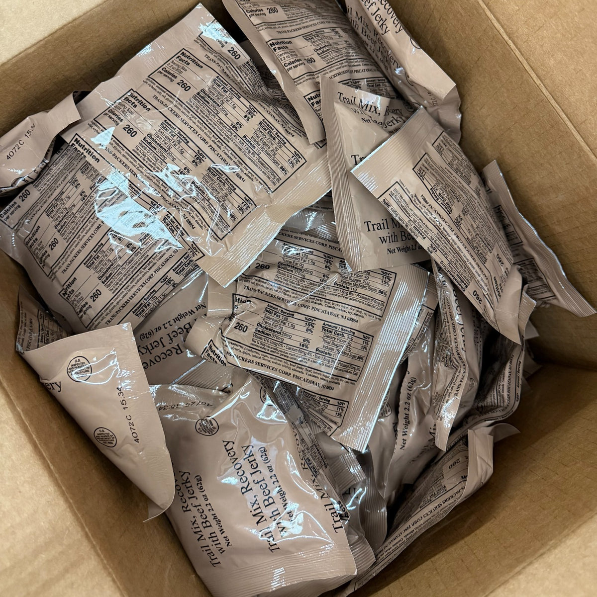 Military-Style Recovery Trail Mix with Beef Jerky - 6, 12, 60, 100 Pack