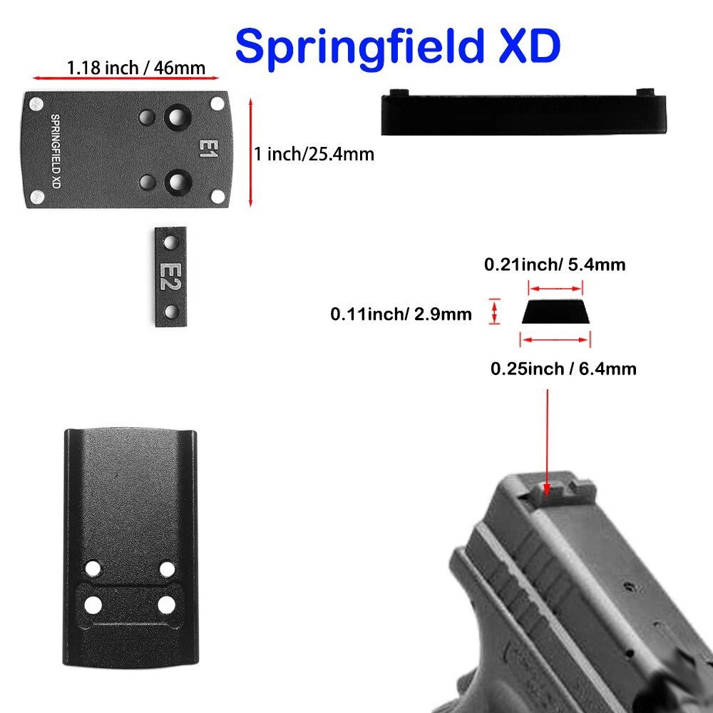 Optic Mount Plate for Springfield XD Pistols Fits Red Dot Sights
