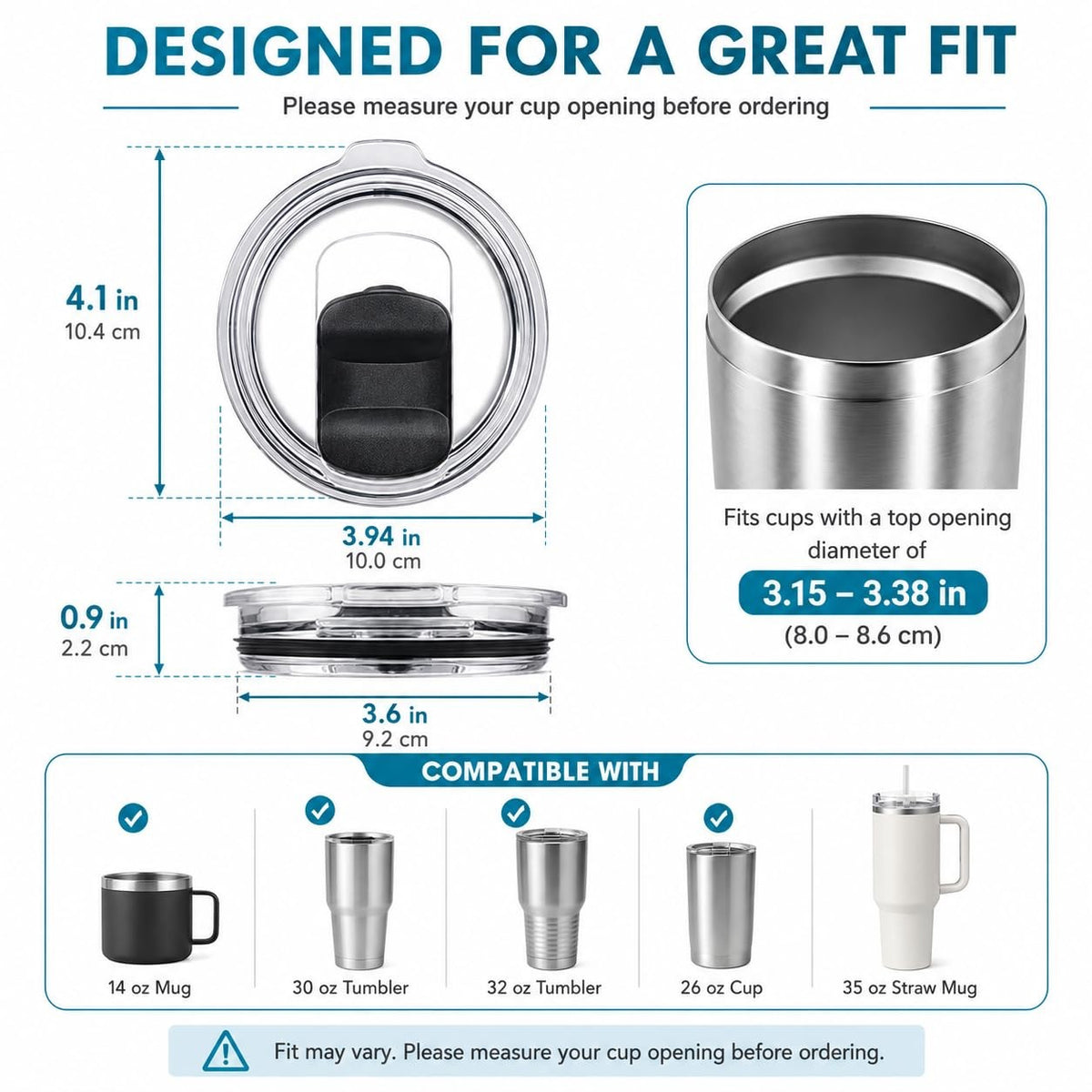 Magnetic Spill-Proof Tumbler Lids 3 Pack for 20 oz Travel Cups