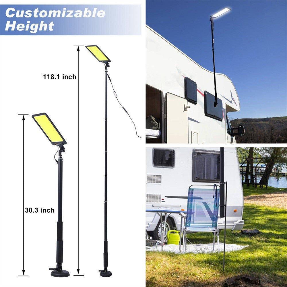 LED Camping Lantern Flood Light 12V Portable Telescopic Outdoor Lighting