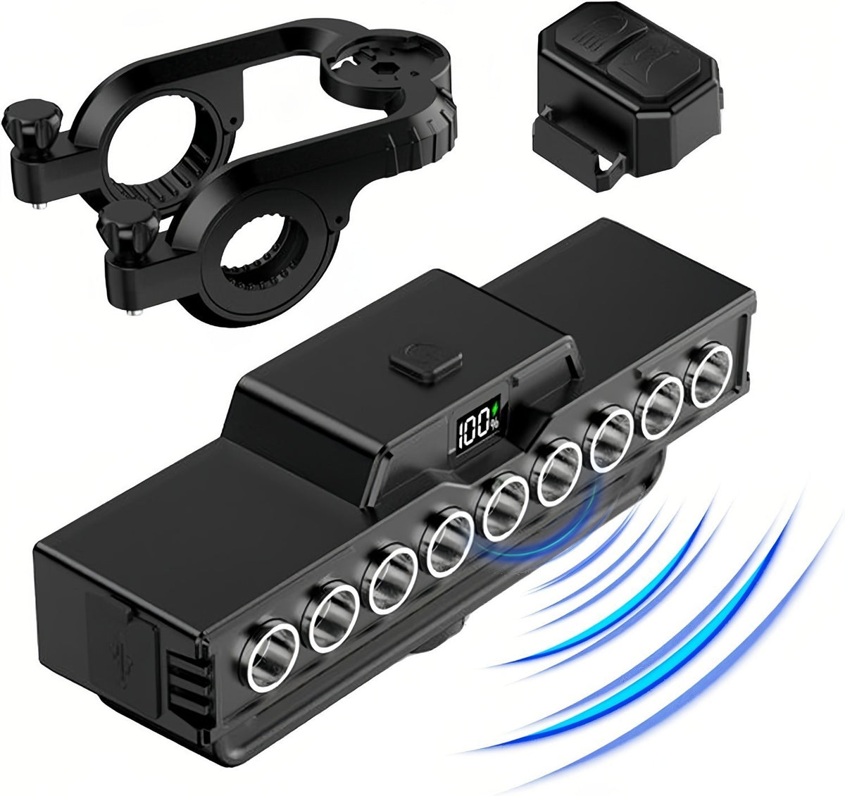 Rechargeable LED Bicycle Headlight with USB Fast Charge & 130dB Horn Waterproof