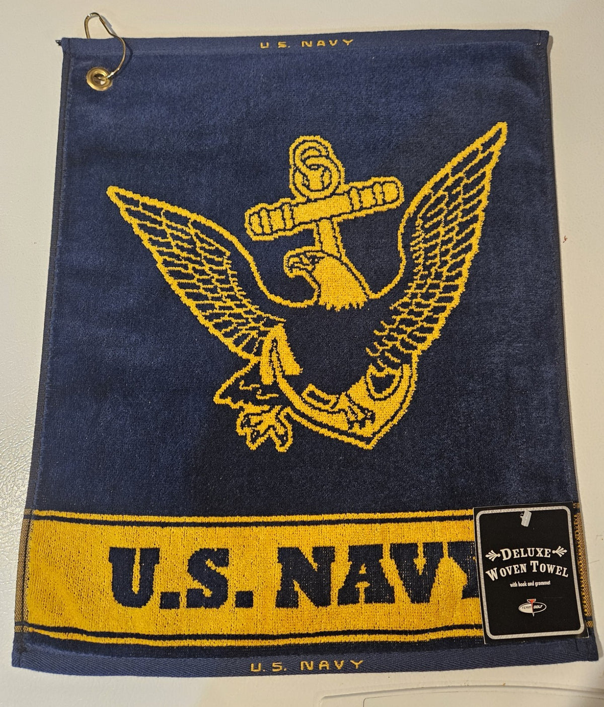 US Navy Golf Towel with Embroidered Logo - Golf Bag Accessory