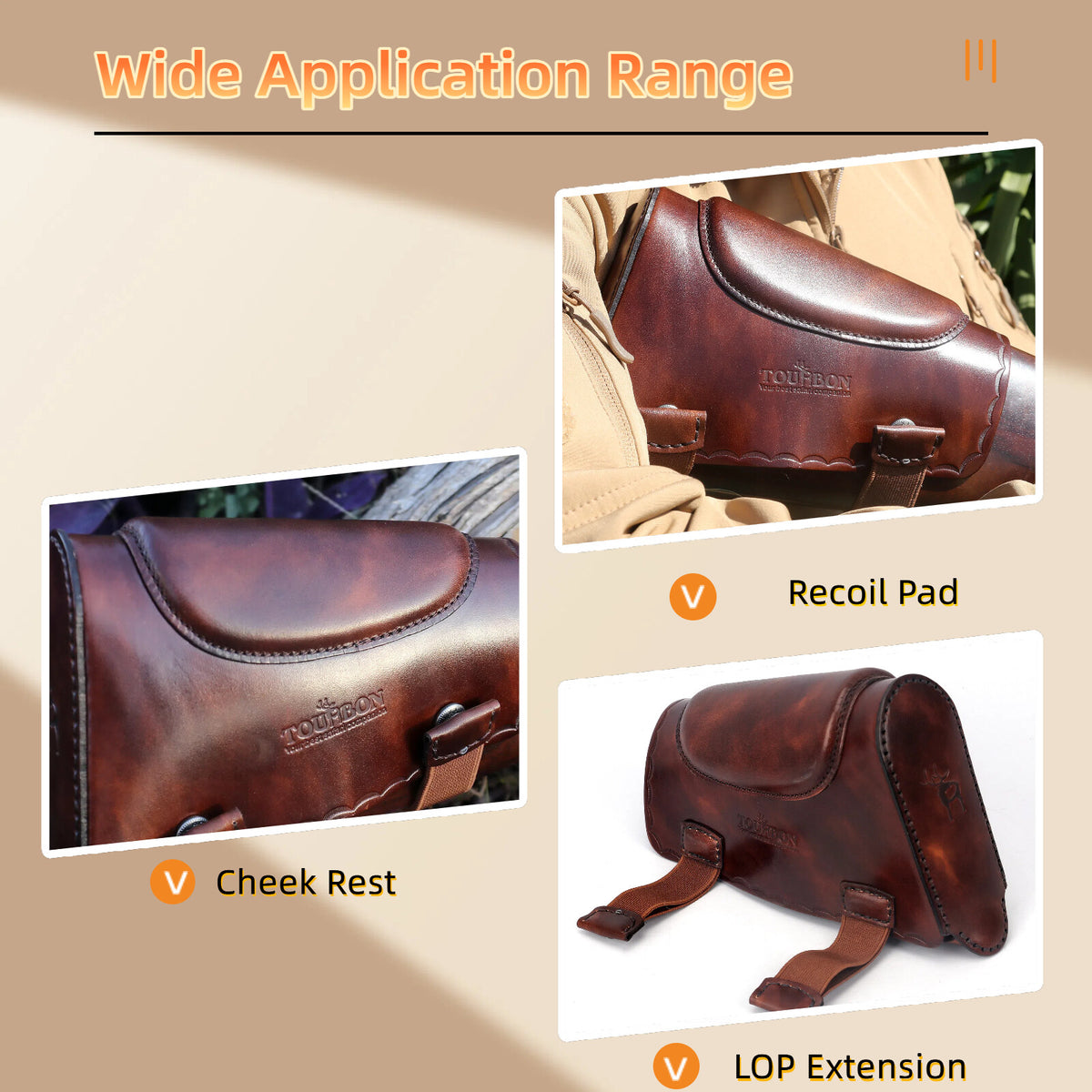 Leather Recoil Pad & Cheek Rest for Hunting & Shooting Guns