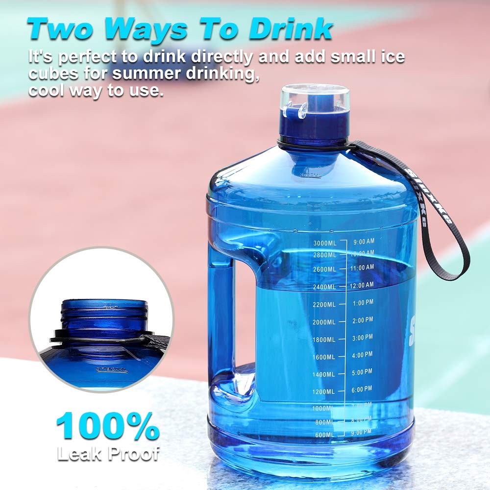 1 Gallon Water Bottle with Time Markers - Leak-Proof BPA Free Hydration Jug