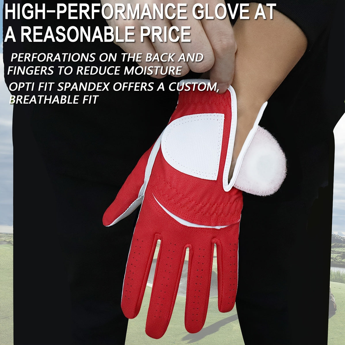 Golf Gloves Men Left Hand PU with Ball Marker 2 Pack All Weather Soft Grip