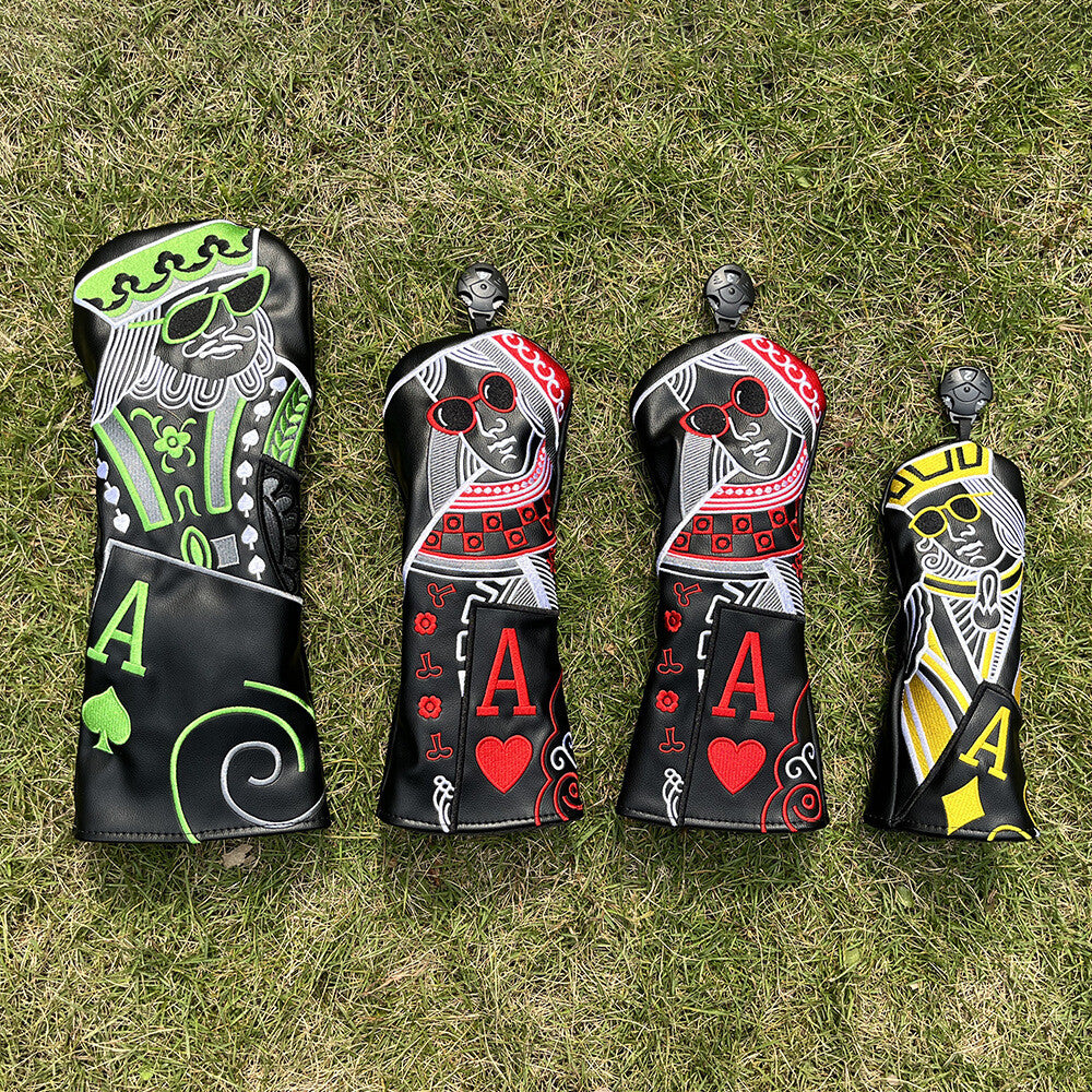 Golf Club Head Covers Set - Wood, Driver, Fairway, Hybrid, PU Leather