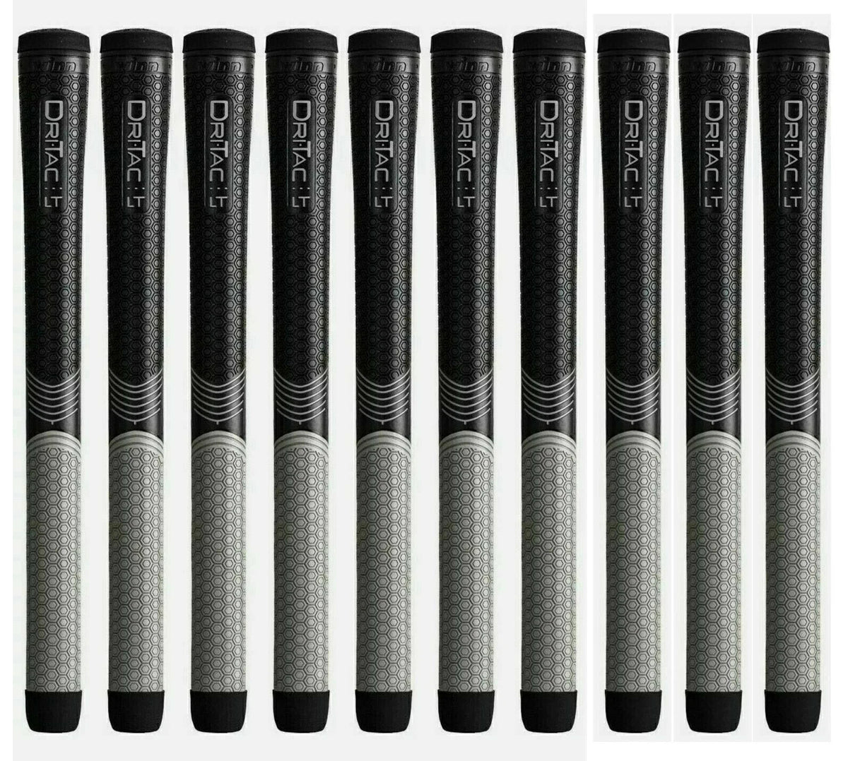 Oversize Golf Grip Black Gray Dri-Tac LT Less Taper - Multiple Sets Available