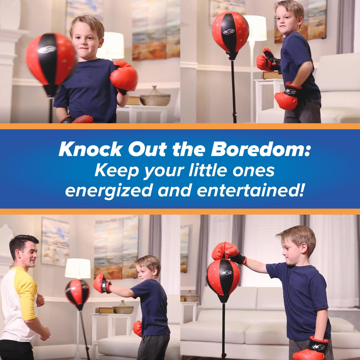 Kids Adjustable Freestanding Punching Bag & Boxing Gloves Set
