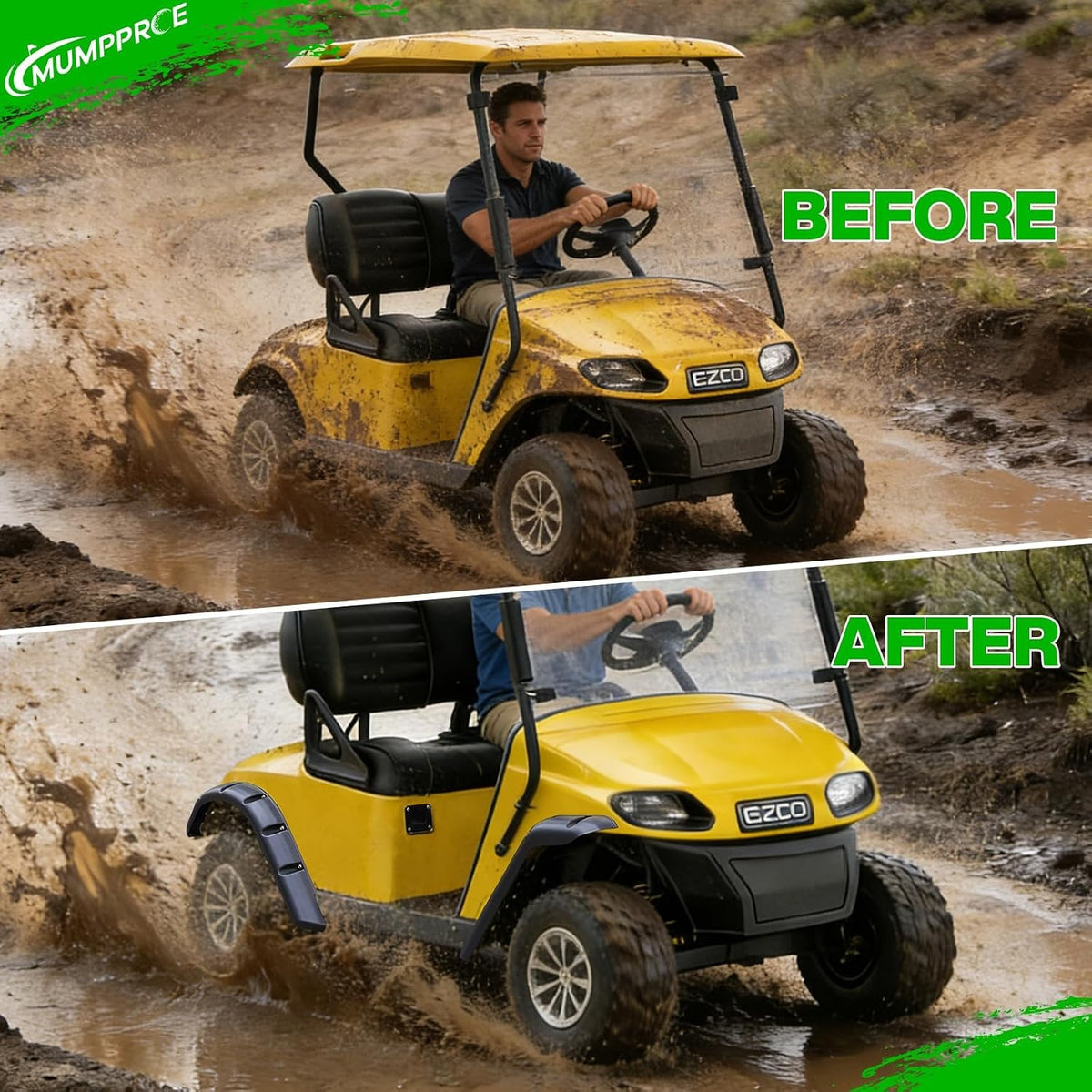 Golf Cart Fender Flares for EZGO TXT 1994-2013 - Front & Rear Mud Guards Set