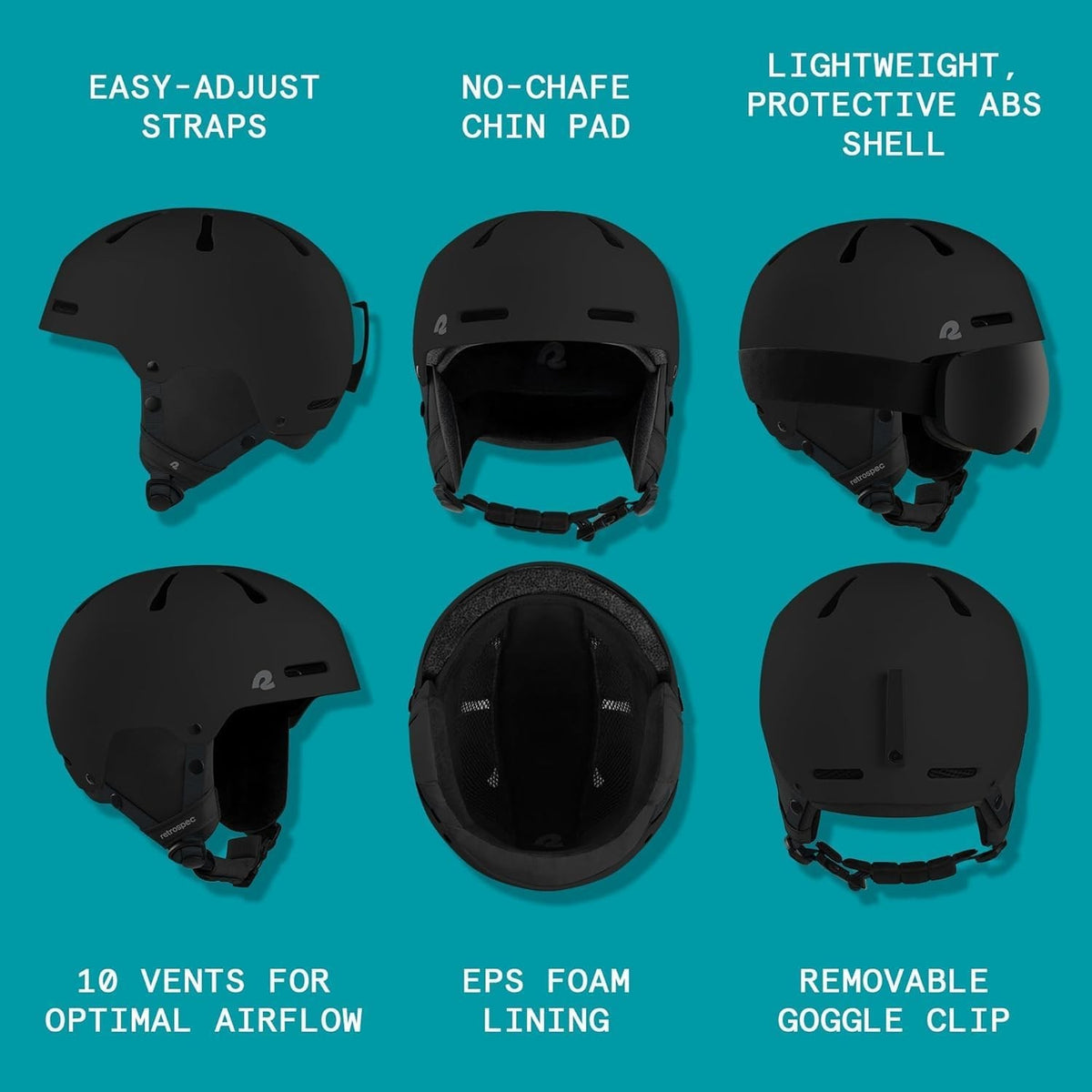 Kids Ski & Snowboard Helmet with Impact Protection, Adjustable Fit & Ear Warmers