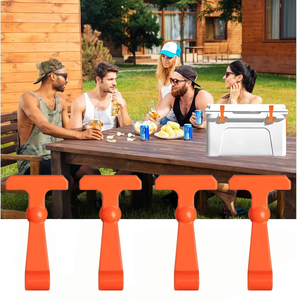 Heavy Duty Cooler Latches Replacement Orange for YETI & RTIC Coolers - 4 Pack