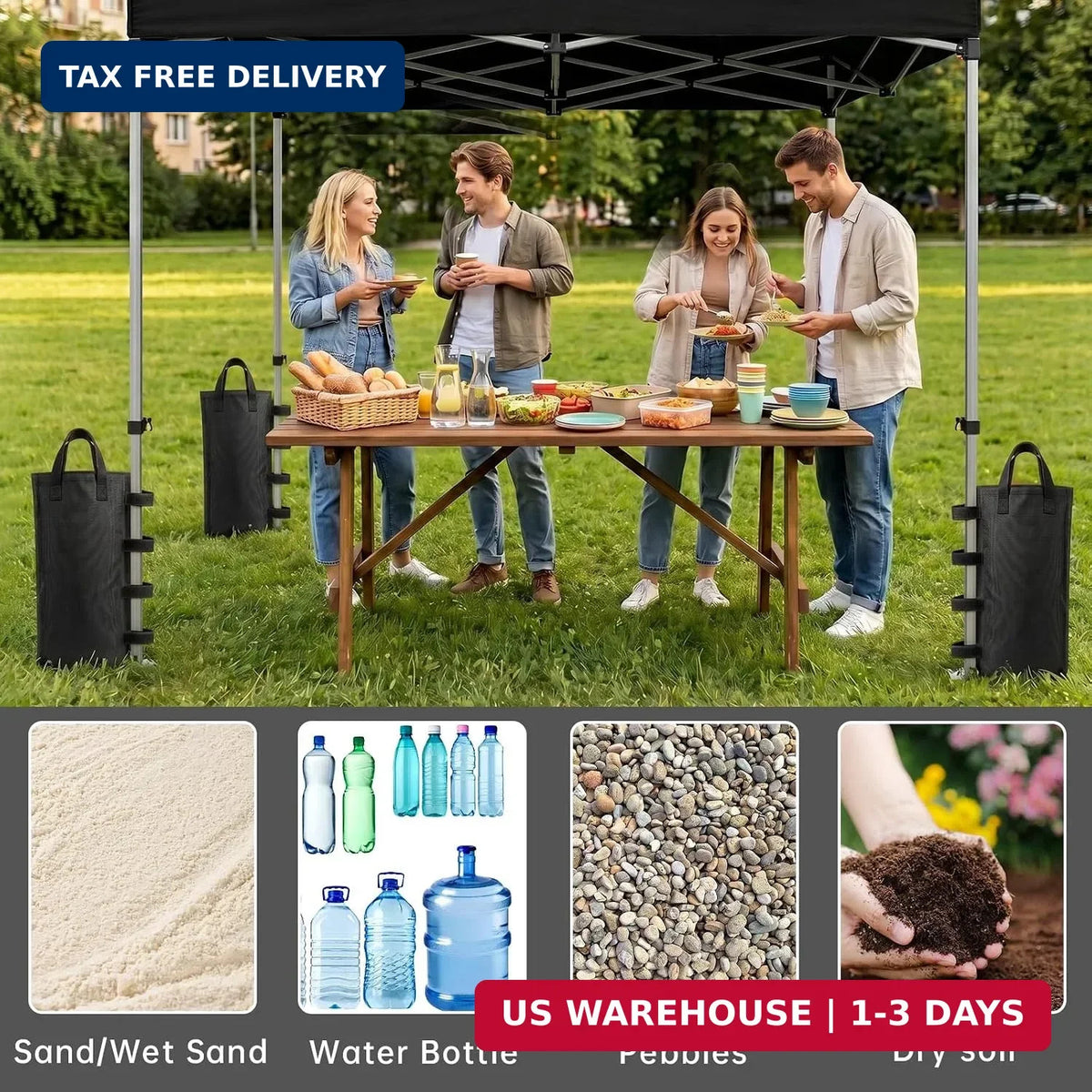 Heavy Duty Canopy Sand Bags - 8 Pack, 240LB Wind Stabilizer Weights