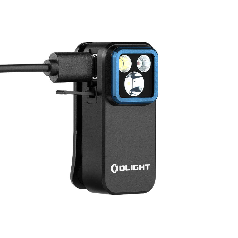 Olight Oclip Pro Heart-Shaped Clip-On Flashlight, 500 Lumens, Black & Purple Bundle