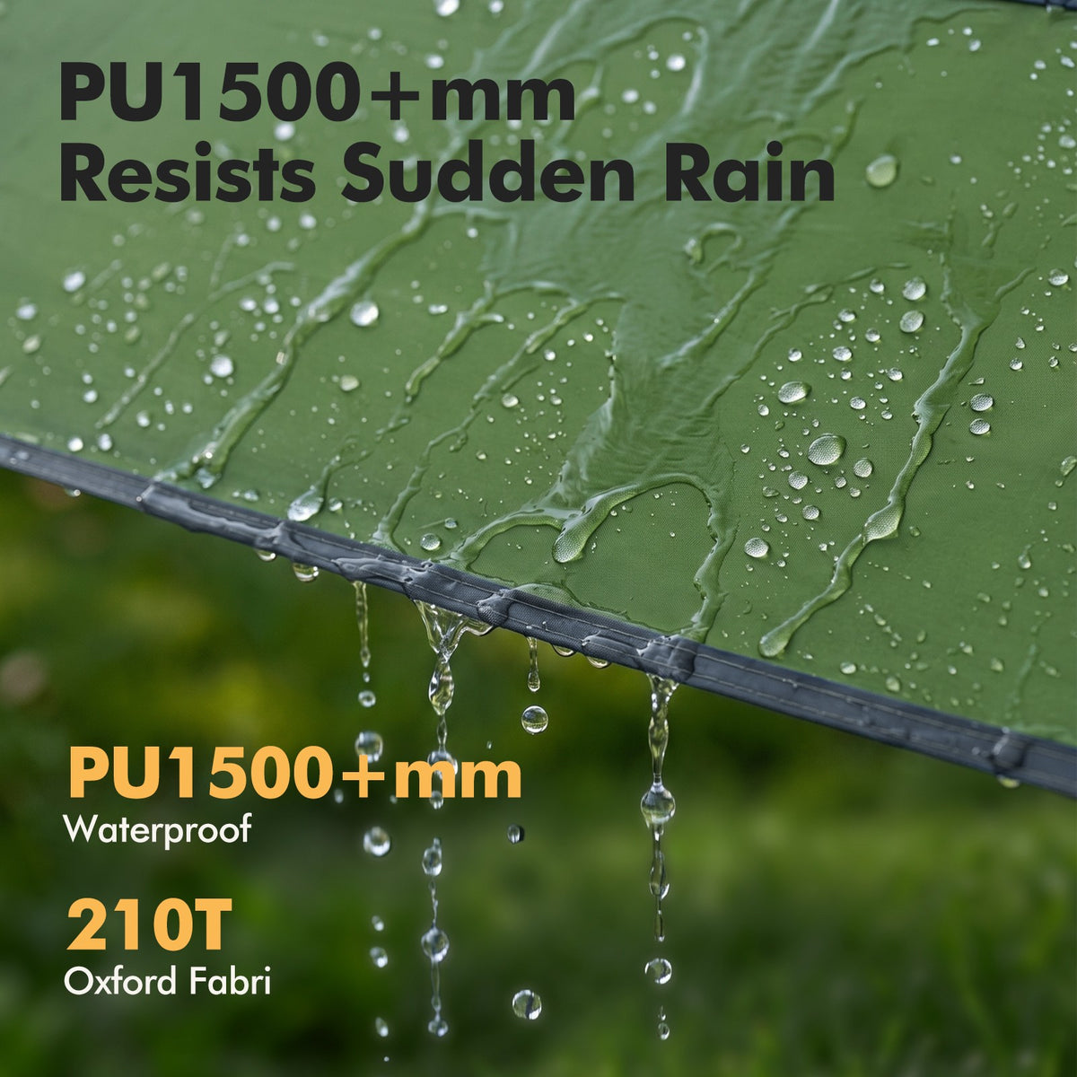 Waterproof Camping Tarp 10FT Rainfly Shelter for Outdoor Hiking & Camping