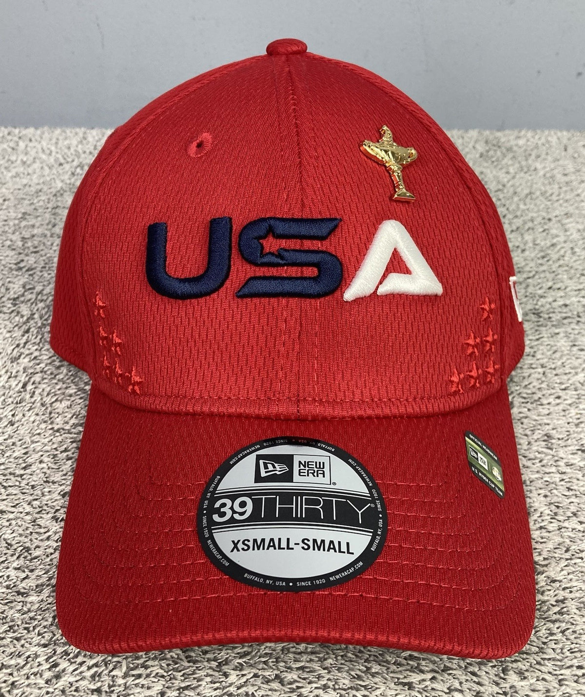 Golf Hat Fitted 2025 Ryder Cup Bethpage USA Support Cap XS/S Red