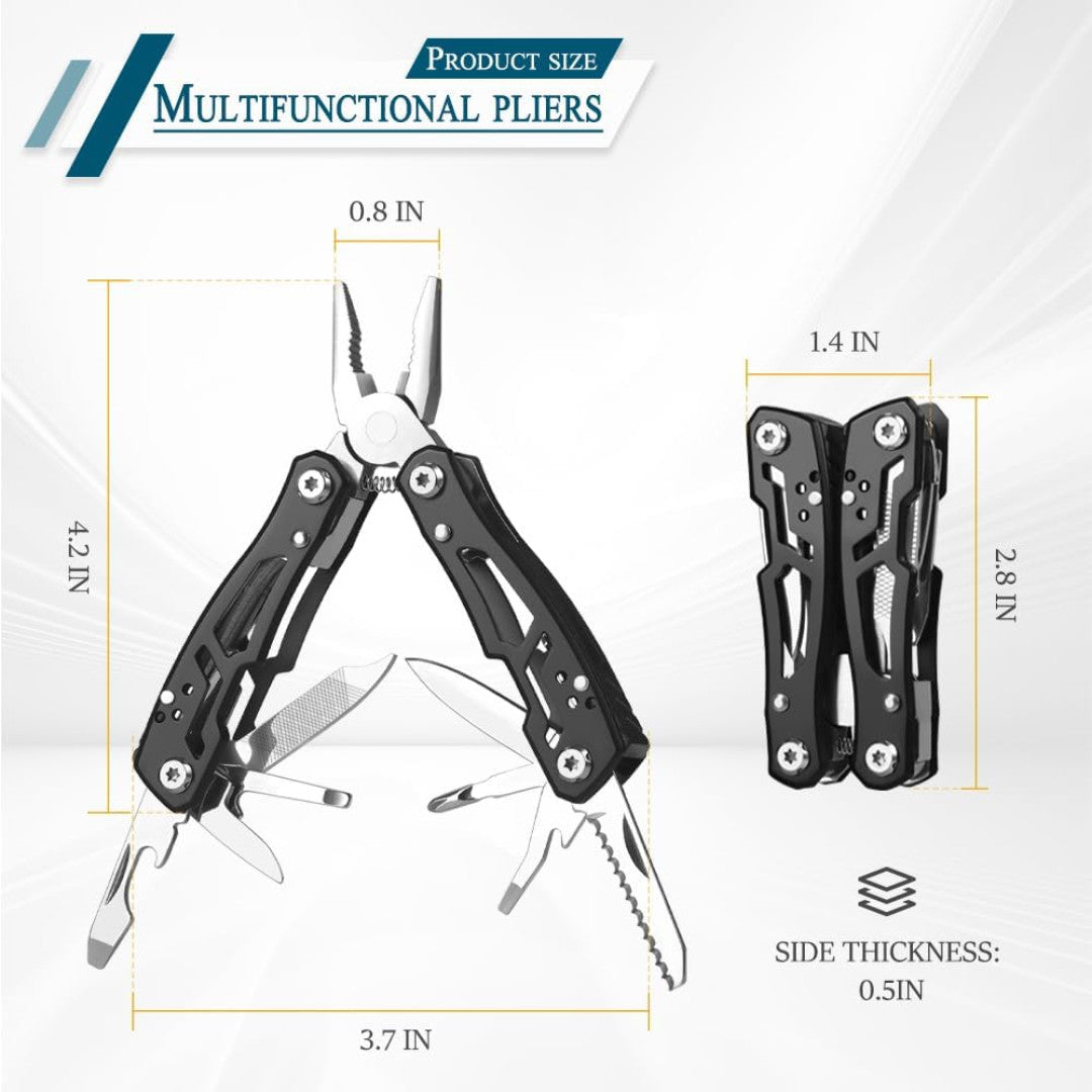 14-in-1 Mini Multi Tool Pliers Keychain Camping EDC Stainless Steel