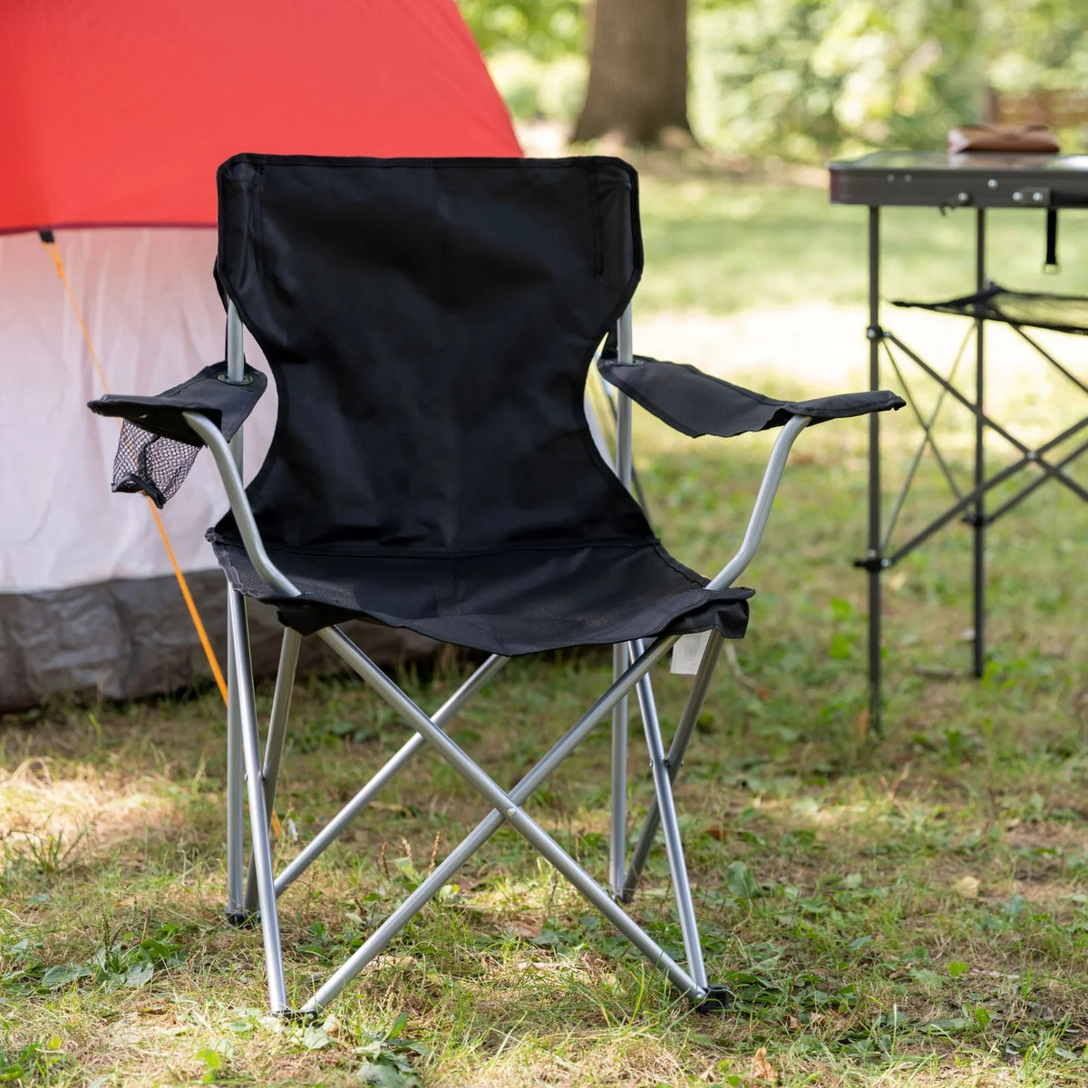 Heavy Duty Folding Camping Chair with Cup Holder - Oversized Portable Seat