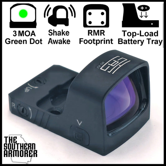 TSA Green Dot RMR Footprint Optic Sight with Shake Awake & Top-Load Battery