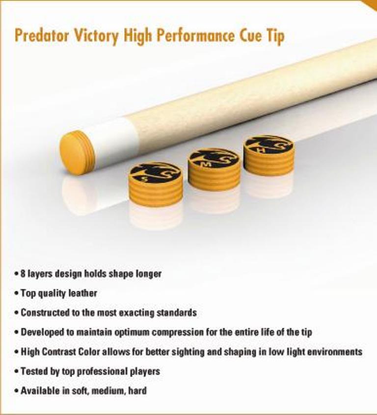 Predator Victory 14mm 8-Layer Pool Cue Tip – Medium