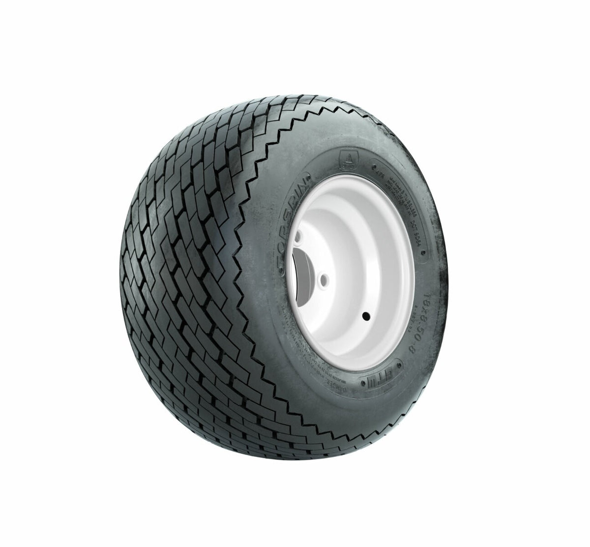 Golf Cart Wheel and Tire Assembly - 8 Inch White Steel, Universal Fit