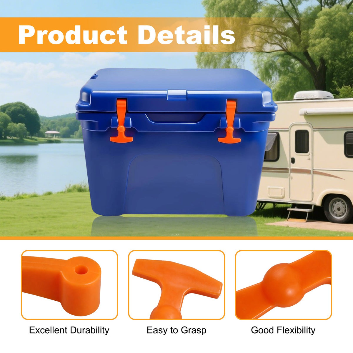 Replacement Cooler Latches for Yeti RTIC and More - 2 Pack Orange