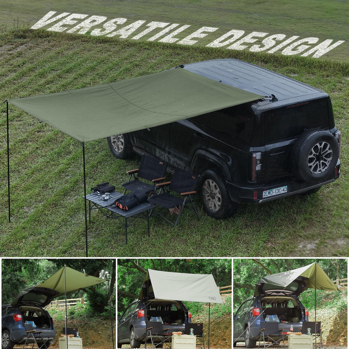 Portable Vehicle Awning for Camping, Van, Truck 10x6.6 ft Water & Sunproof