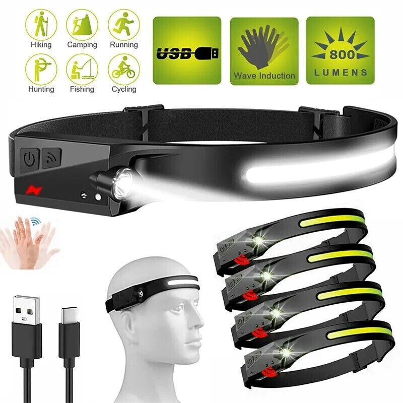 Rechargeable LED Headlamp Waterproof USB Cycling Headlight Multi-Use