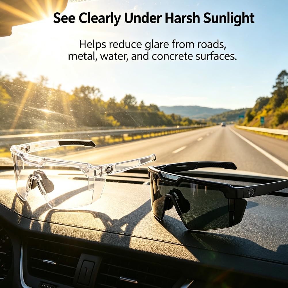 UV400 Photochromic Polarized Safety Glasses Impact-Resistant for Cycling & Work