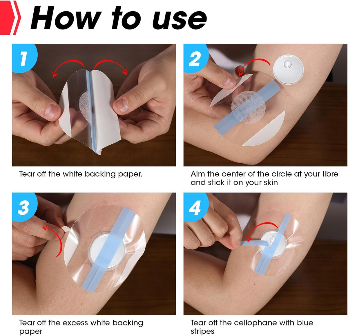 Waterproof Sensor Covers for Libre 3 - 100 Pack Adhesive Patches