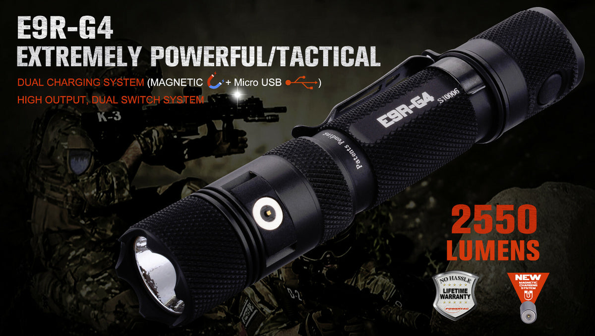 Rechargeable LED Flashlight with Holster - 2550 Lumens, USB Powered