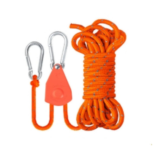 Reflective Camping Tent Ropes Tie Down Fasteners with Buckles - 6 Pack