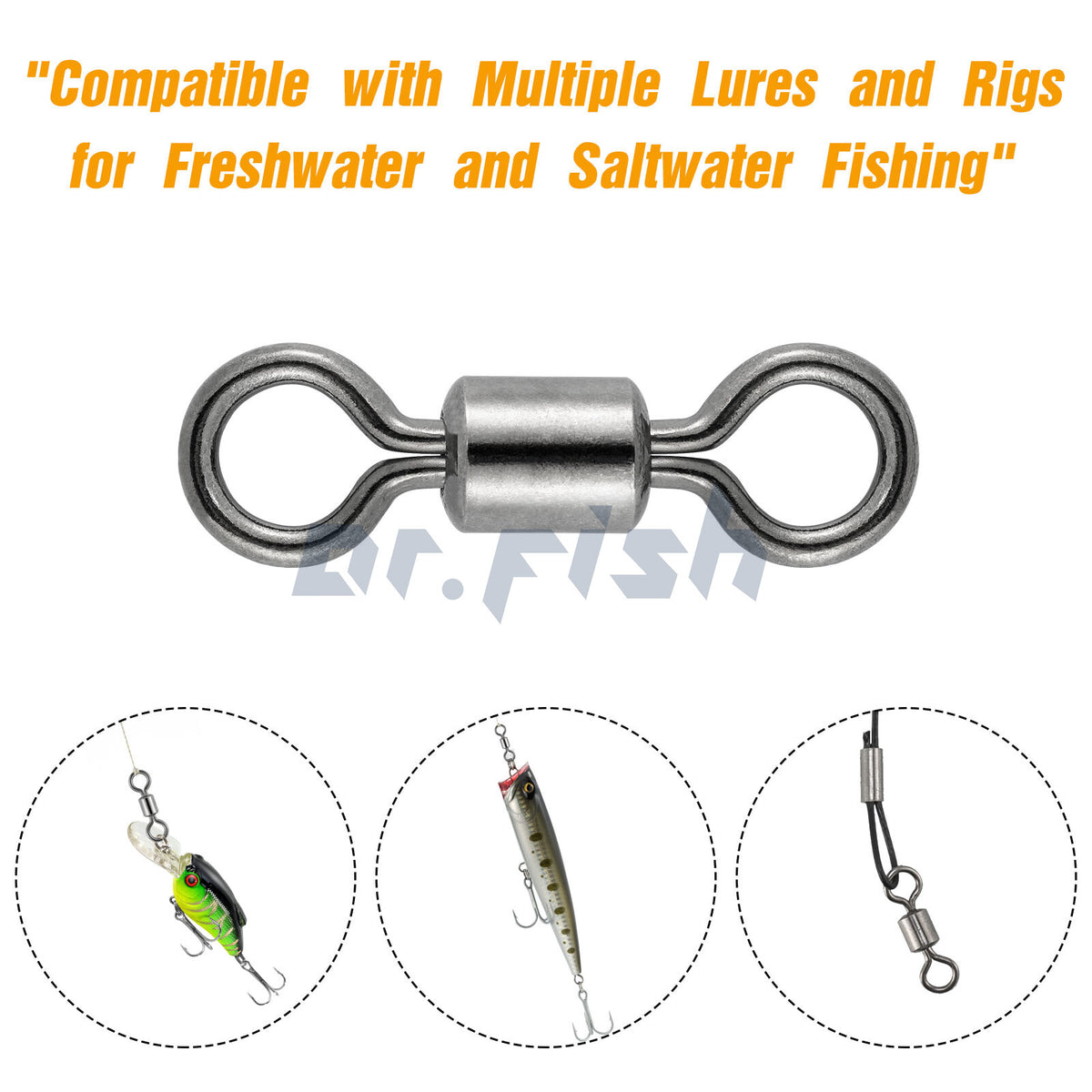 Stainless Steel Fishing Swivels Set - Heavy Duty Barrel & Rolling Rings