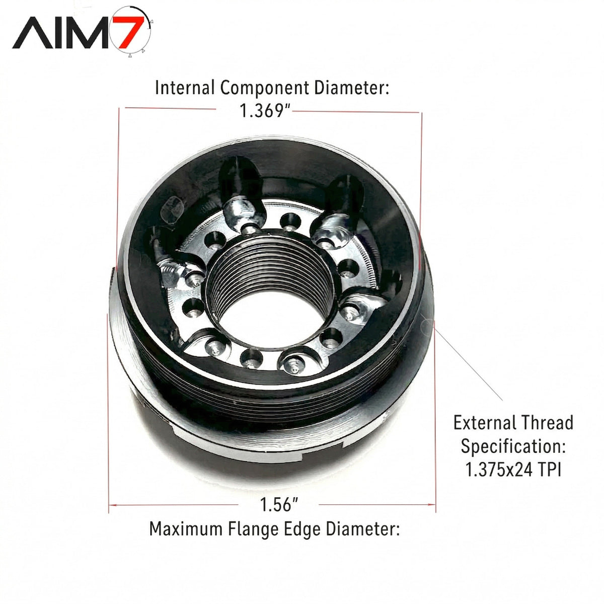 Aim7 AMOS Threaded Mount Adapter 1.375x24 to 5/8x24 Steel for Rifles