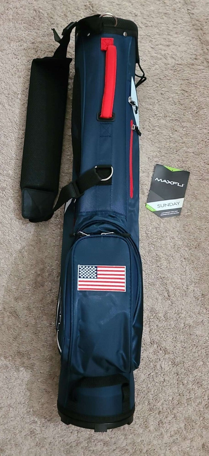 Lightweight Golf Stand Bag with Single Strap - Navy USA 2022 Sunday Model