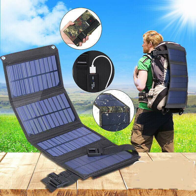 100W Foldable Solar Panel Kit with USB Power Bank for Camping Hiking