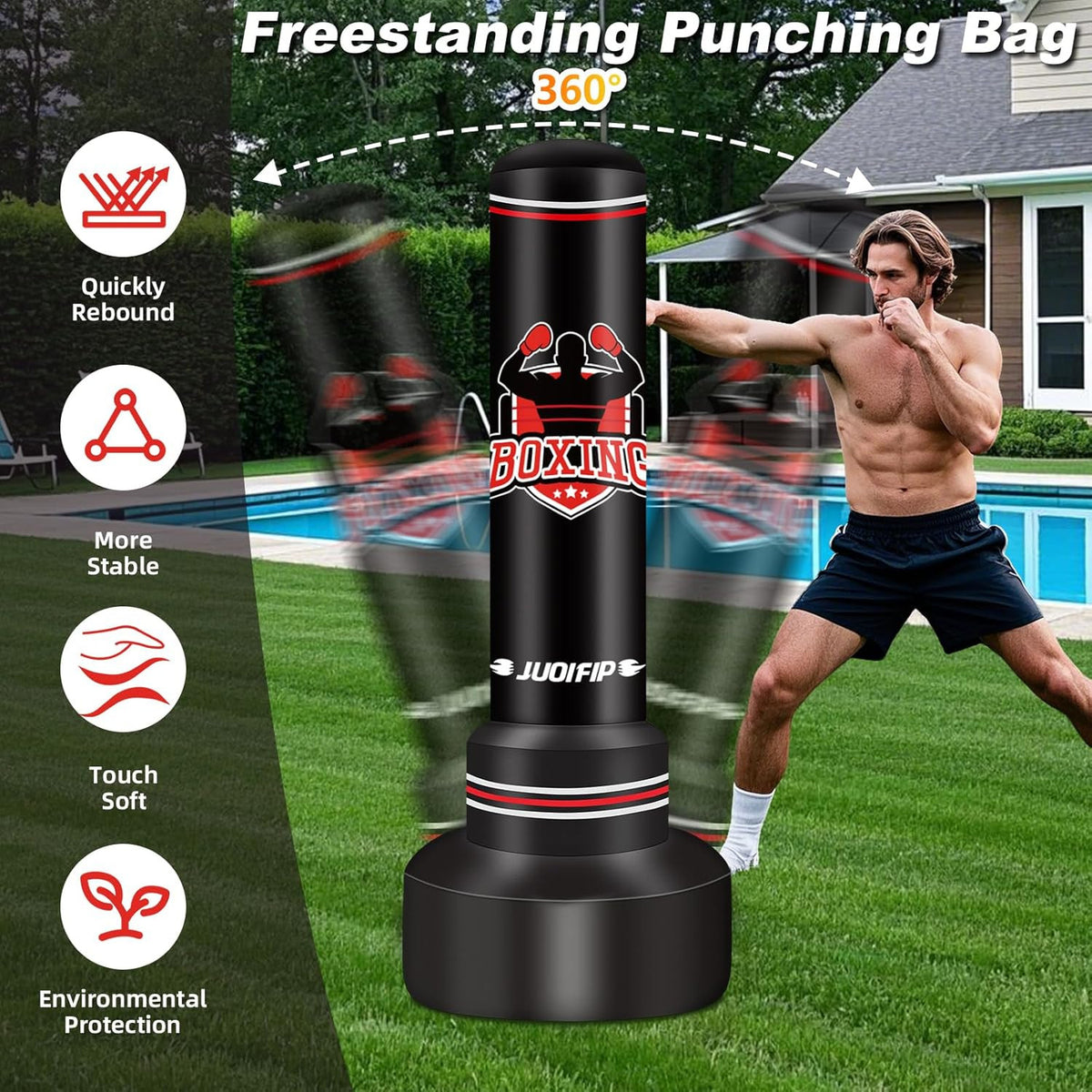 Heavy Freestanding Punching Bag for Adults and Teens - 70 Inch Stand-Up Boxing Bag
