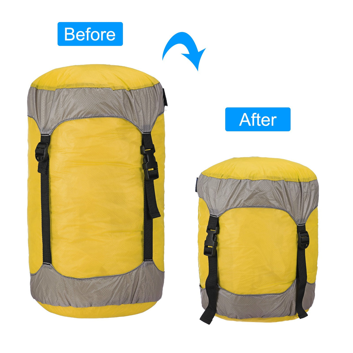 18L Waterproof Compression Stuff Sack for Camping and Outdoor Gear - Yellow