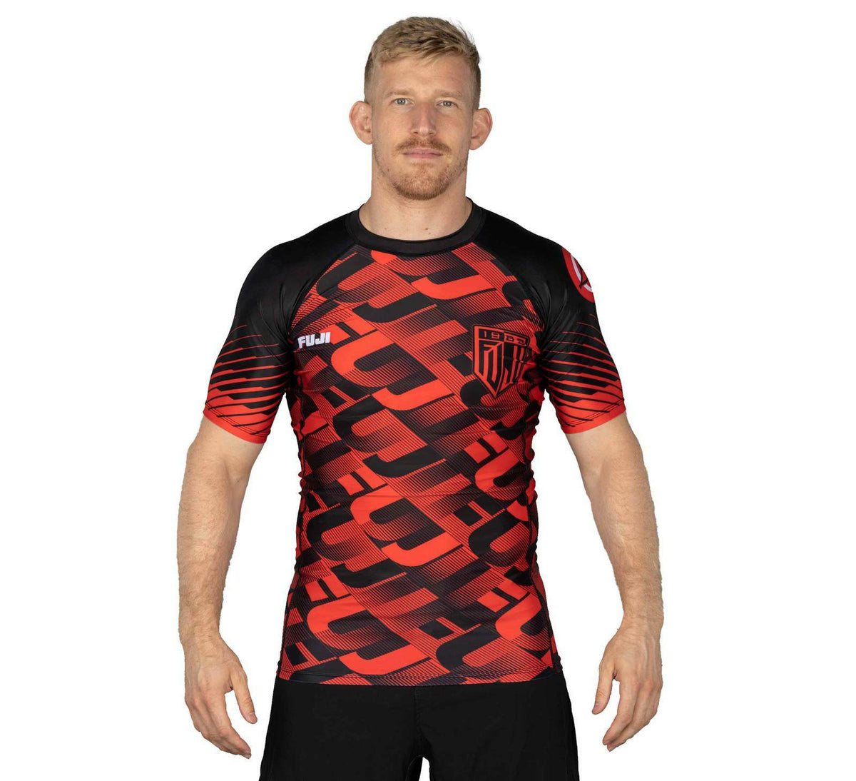 Short Sleeve Rashguard for MMA BJJ Jiu Jitsu Training - Red Black