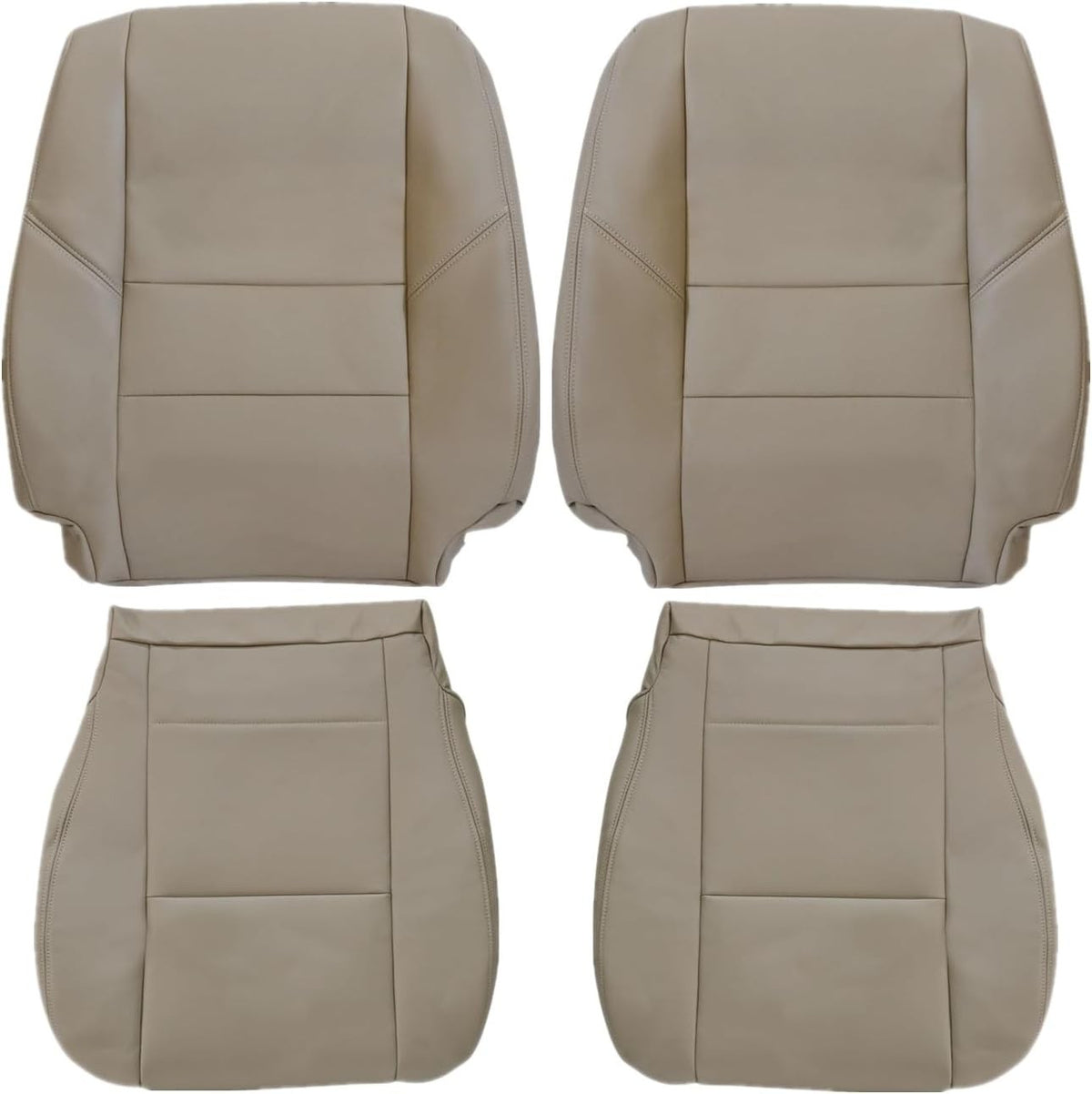 Universal 4-Piece Tan Leather Microfiber Seat Covers for Toyota Tundra & Sequoia 2000-2007