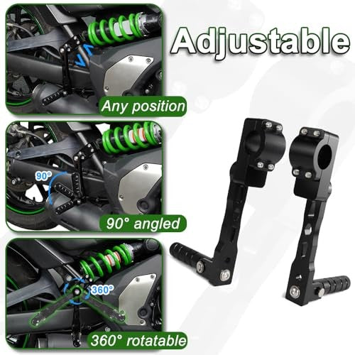 Universal Motorcycle Highway Pegs for 22-28mm Crash Bars - Adjustable Aluminum Support