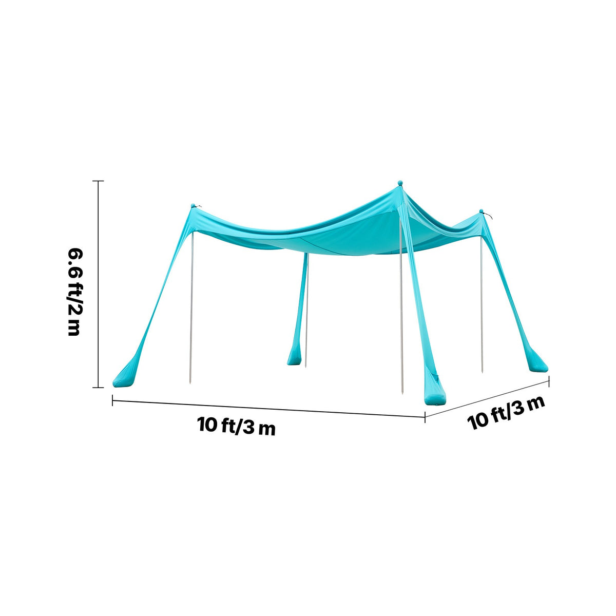 10x10ft Pop Up Beach Tent Sun Shelter UPF 50+ Turquoise Portable Canopy