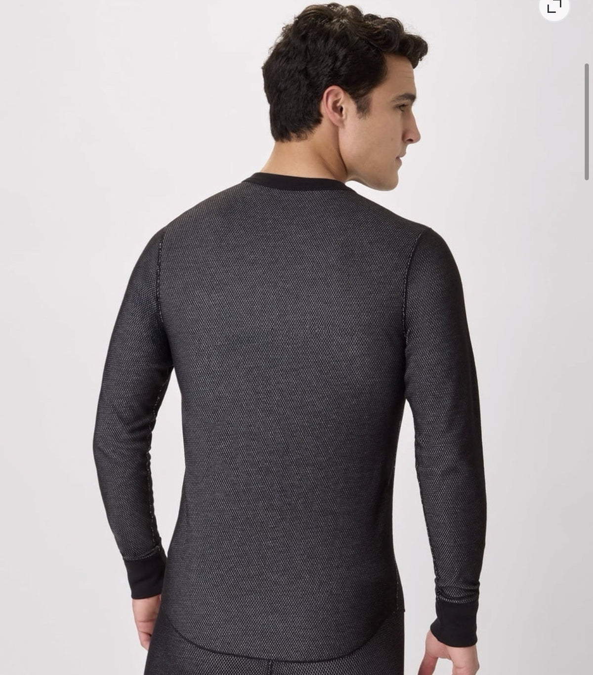 Men's Reversible Thermal Crew Top with Tagless Design - Black, Medium