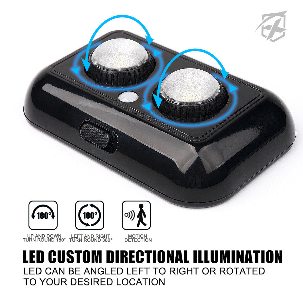 LED Gun Safe Light Pods with PIR Motion Sensor, Rotatable Lens, Battery Powered